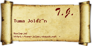 Tuma Jolán névjegykártya